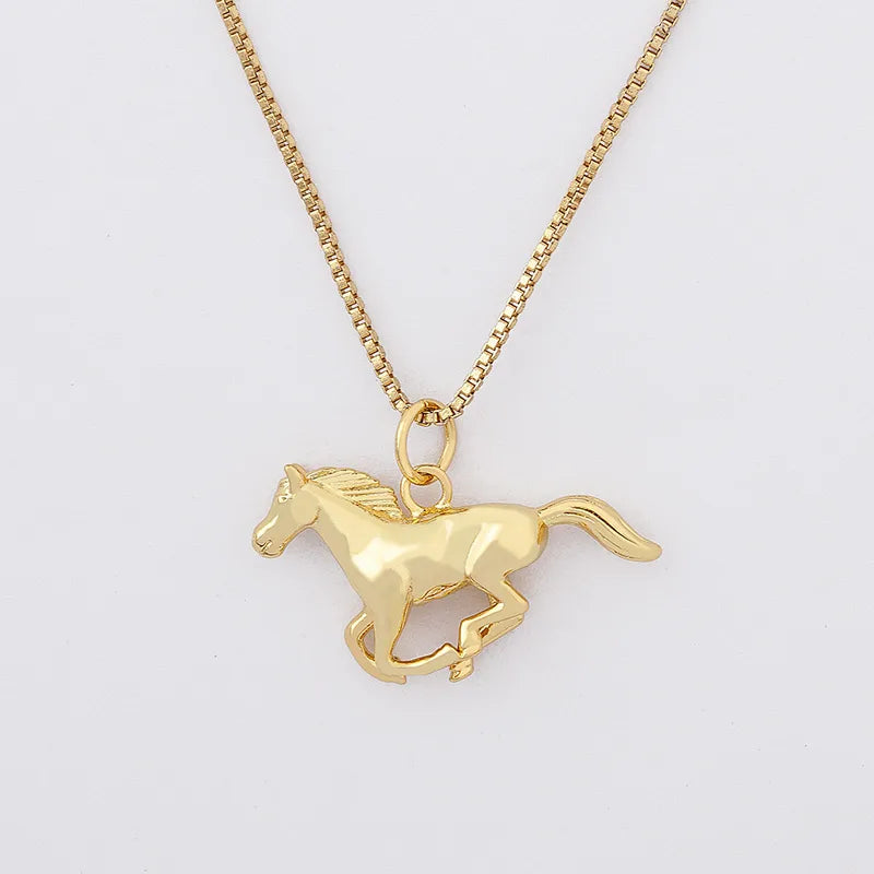 Gold Plated Stainless Steel Horse Pendant Necklace