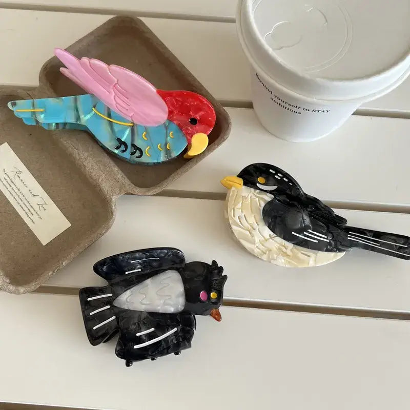 Cute Bird Acetate Hair Claw Clips for Women