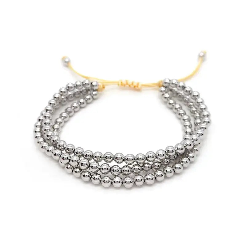 Stacked Gold Plated Stainless Steel Gold Beaded Bracelet