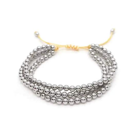 Stacked Gold Plated Stainless Steel Gold Beaded Bracelet