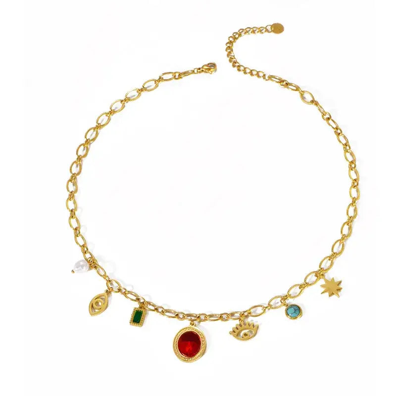 18K Gold Plated Heart Charm Necklace Jewelry