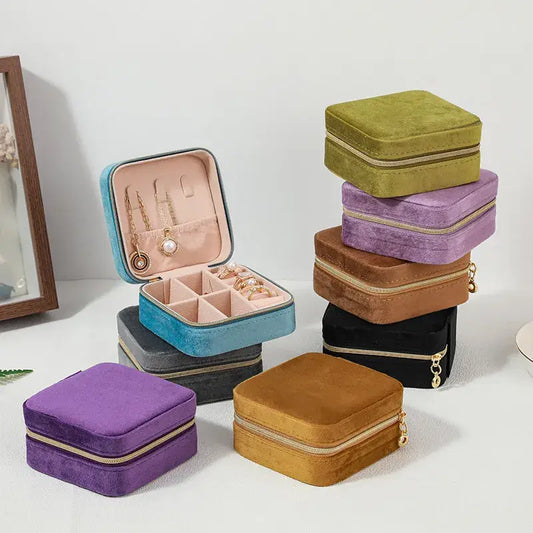 Plush Jewelry Box for Travel in Assorted Colors