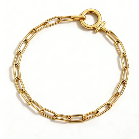 Waterproof Paperclip Chain Bracelet – 18K Gold PVD