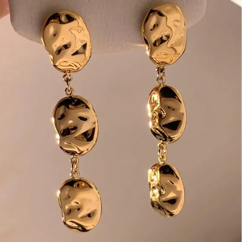 18K Plated Stainless Steel Drop Earrings in Silver or Gold