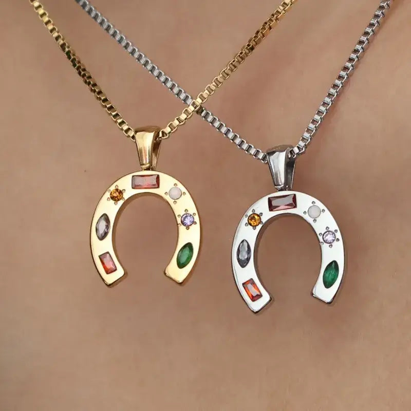 18K Gold Plated Horseshoe Pendant Necklace – Stainless Steel