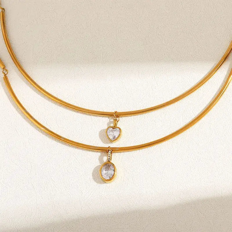 18K Gold Plated Teardrop Zircon Pendant Necklace