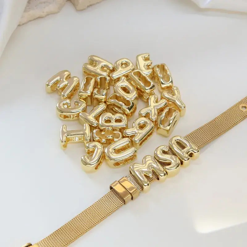 Gold Plated Bubble Letter Bracelet Jewelry