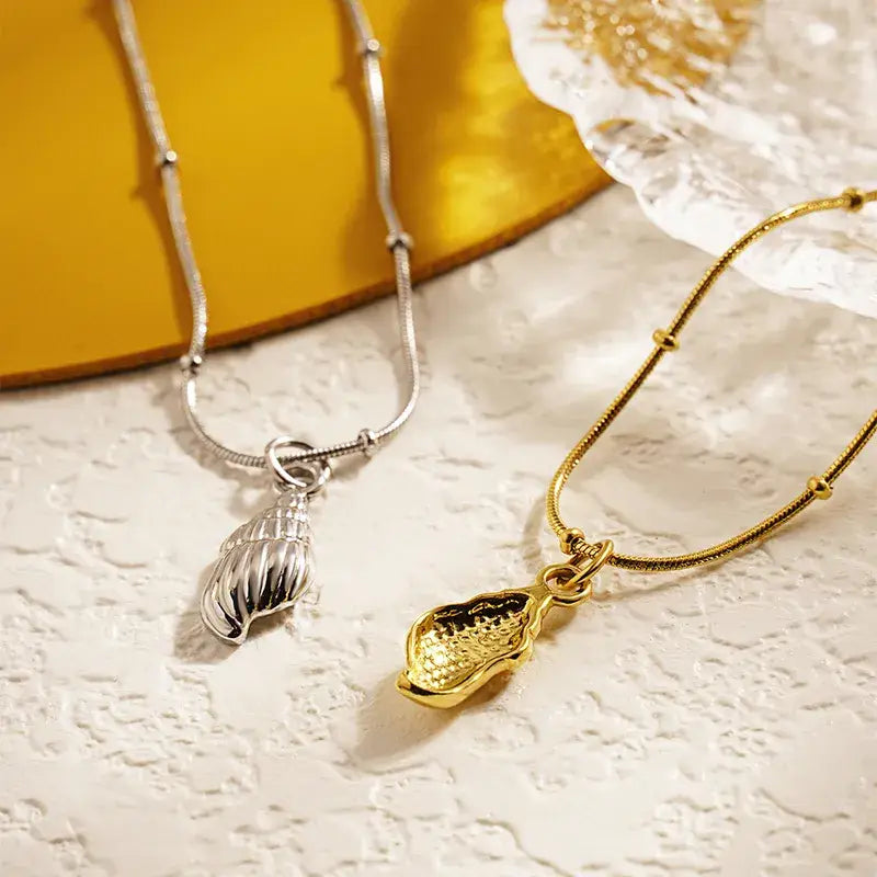 Beach Shell Pendant Necklace in Silver or Gold Jewelry